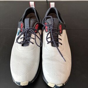 Johnston & Murphy XC4 H1-Luxe Hybrid Men's 10M White Navy Full Grain Golf Shoes